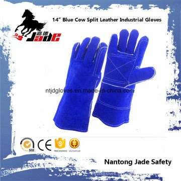 14 &quot;Blue Cowhide Split Leather Welding Industrial Hand Safety Work Gloves